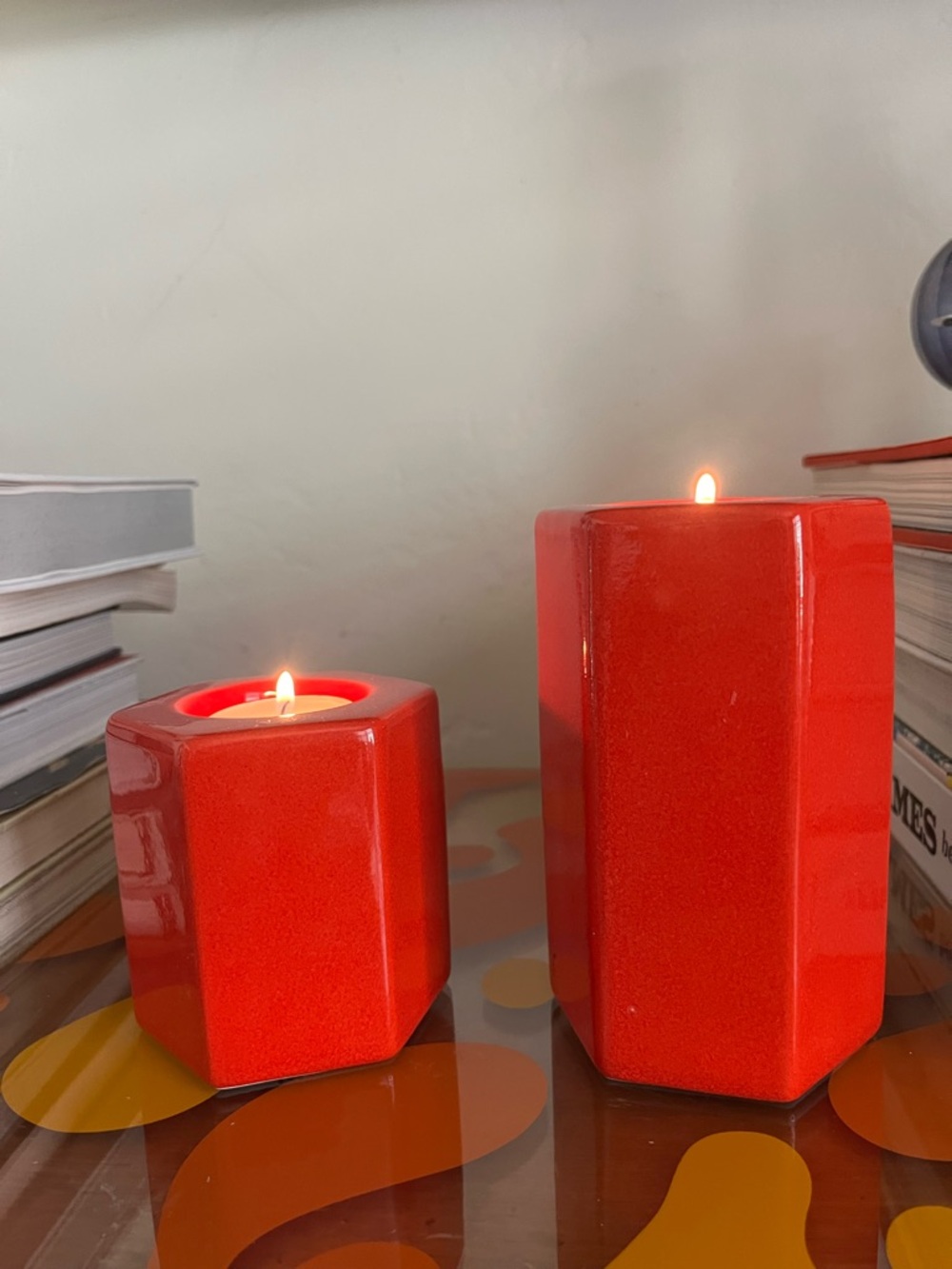 Waechtersbach Red Crackle Glaze Candle Holders made in Germany